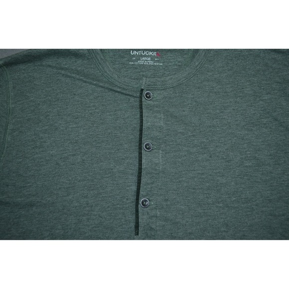 UNTUCKit Heathered Green Long Sleeve Henley Shirt Mens Large - Picture 3 of 9